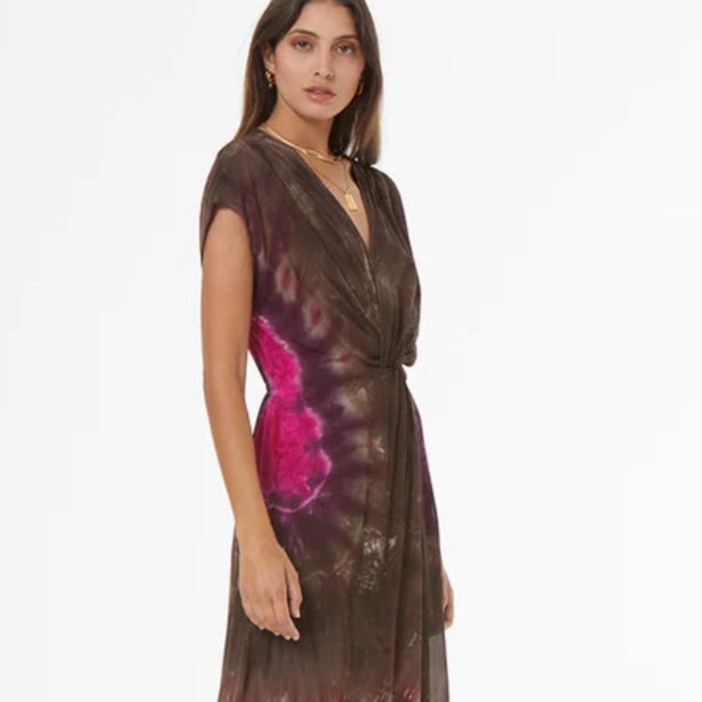 Young, Fabulous & Broke Helena Solar Flare Brown Tie Dye Maxi Dress - Picture 3 of 13